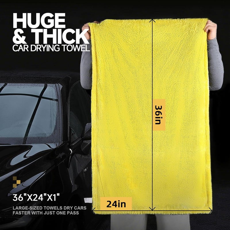 toretark Microfiber Towels for Cars Drying Towel - 36"x24", Streak-Free Double-Sided Ultra Absorbent Bath Towels, Edgeless Design for Car Detailing Cleaning & Household - Image 2